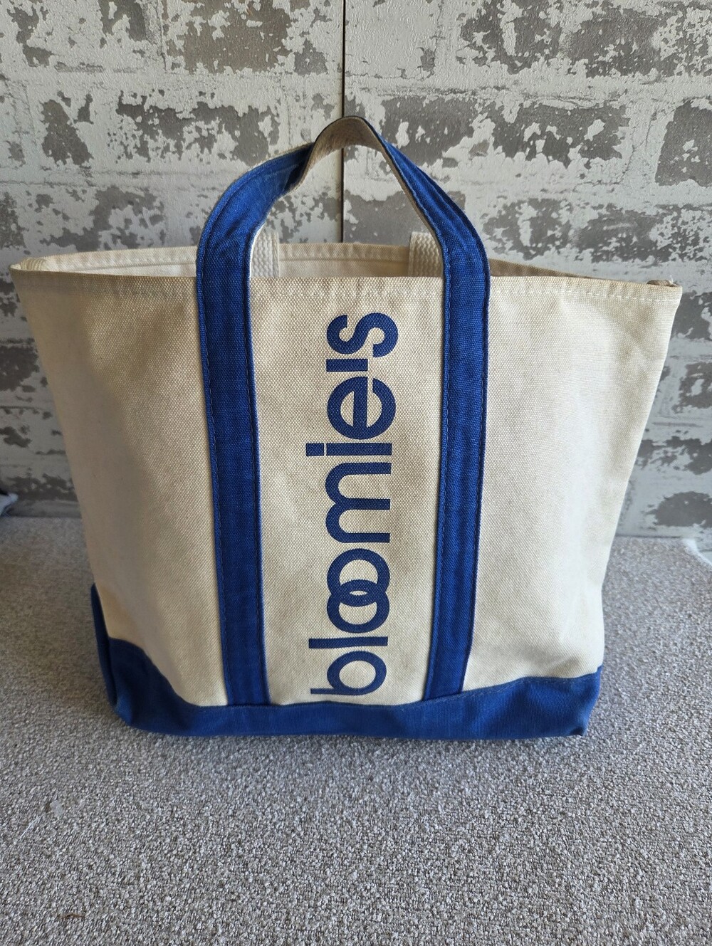 VTG Bloomingdales Bloomies Heavy Canvas Boat Tote
